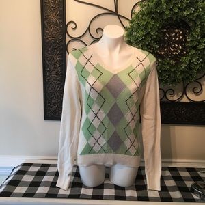 Ladies izod sweater green argyle size XS
